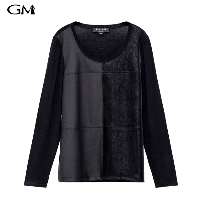 Fashionable women's black patchwork top