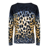 Fashionable leopard print large round neck knitted top