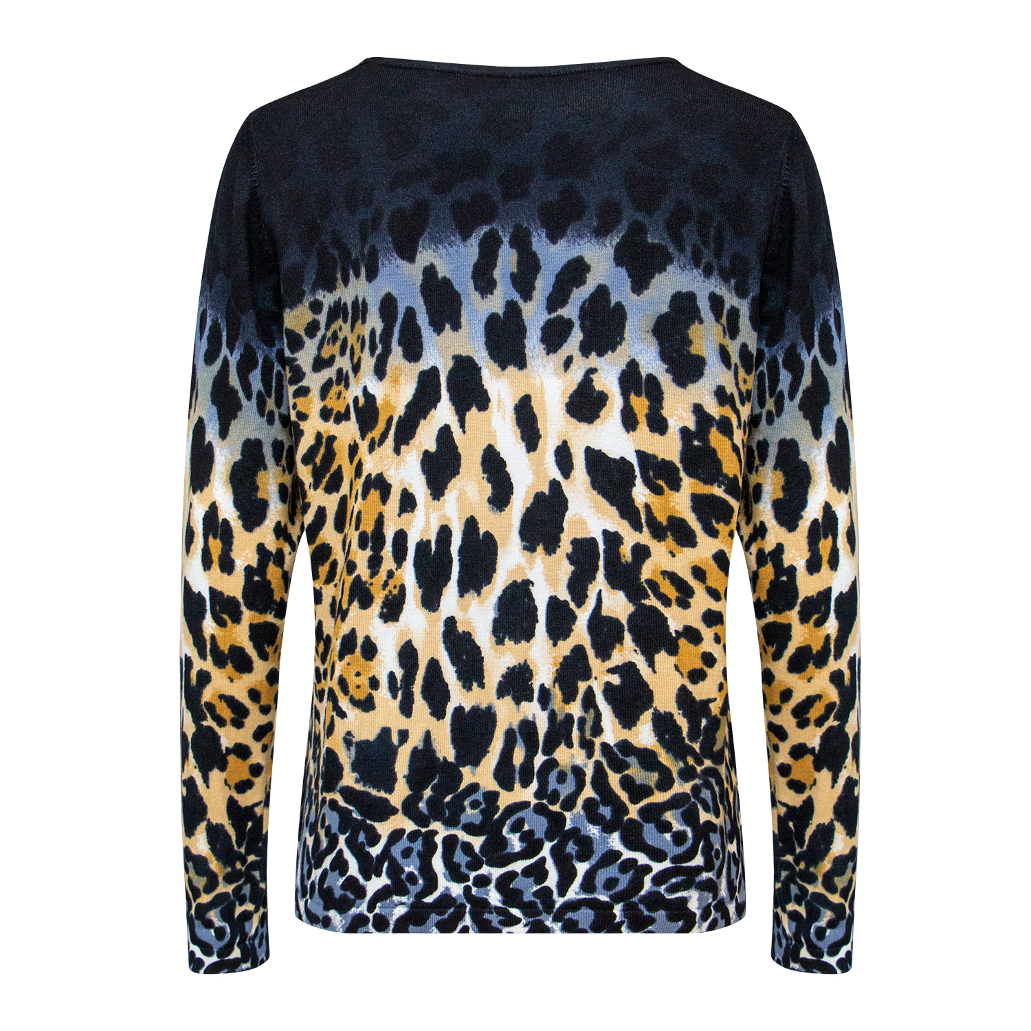 Fashionable leopard print large round neck knitted top