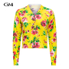 New V-neck floral printed knitted cardigan