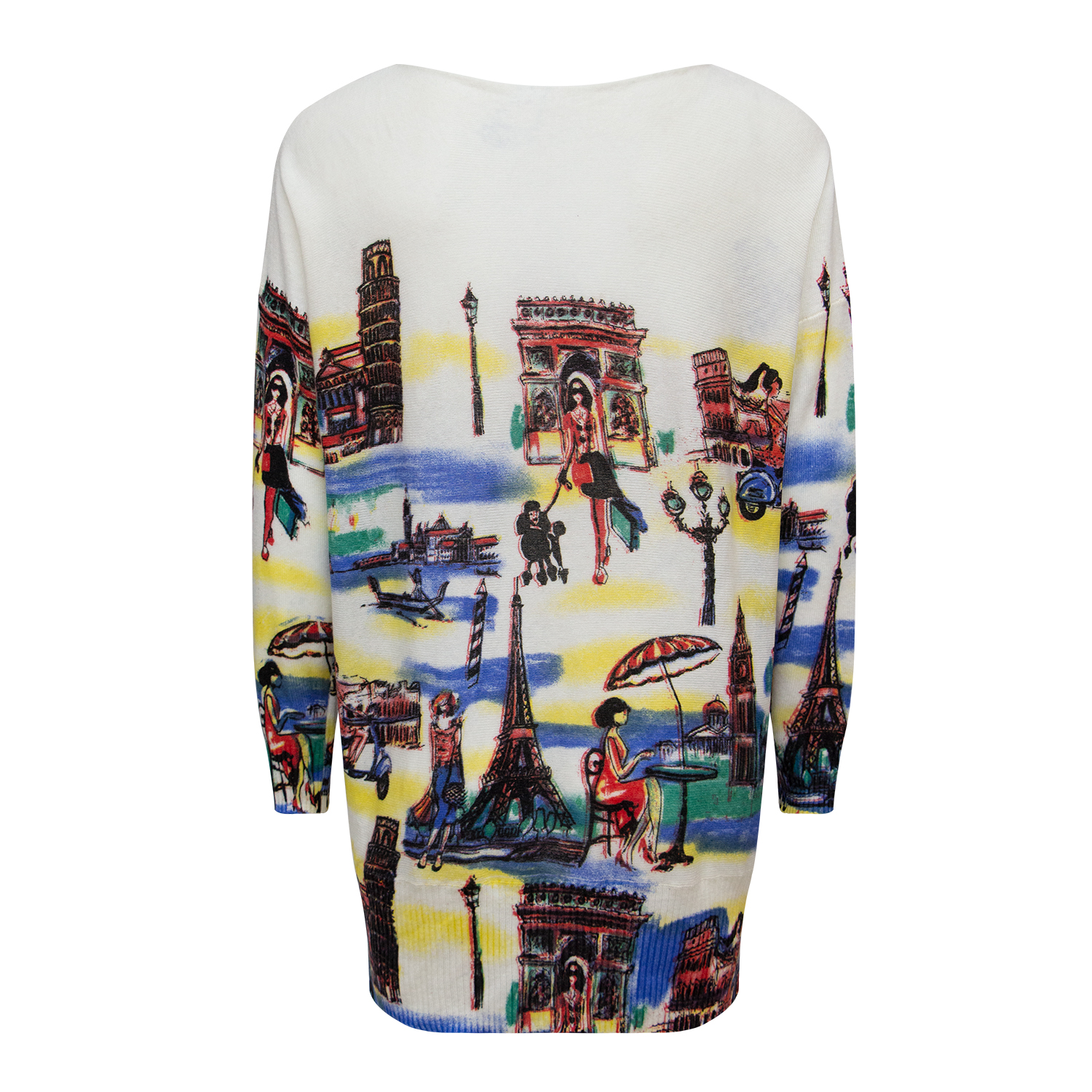 New round neck exquisite printed knit sweater