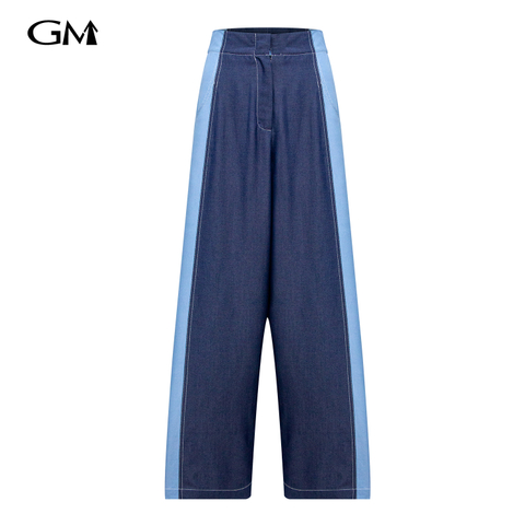 New splicing color simple straight leg jeans