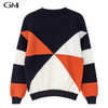 NEW PATCHWORK CREW NECK KNIT TOP