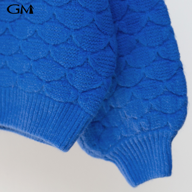 New Lantern Sleeve Fish Scale Loose Knitted Top