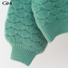 Lantern sleeve fish scale loose knit top green