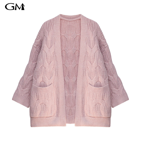 korean version loose medium length knitting cardigan