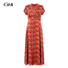 Fashionable V-neck exquisite printed dress