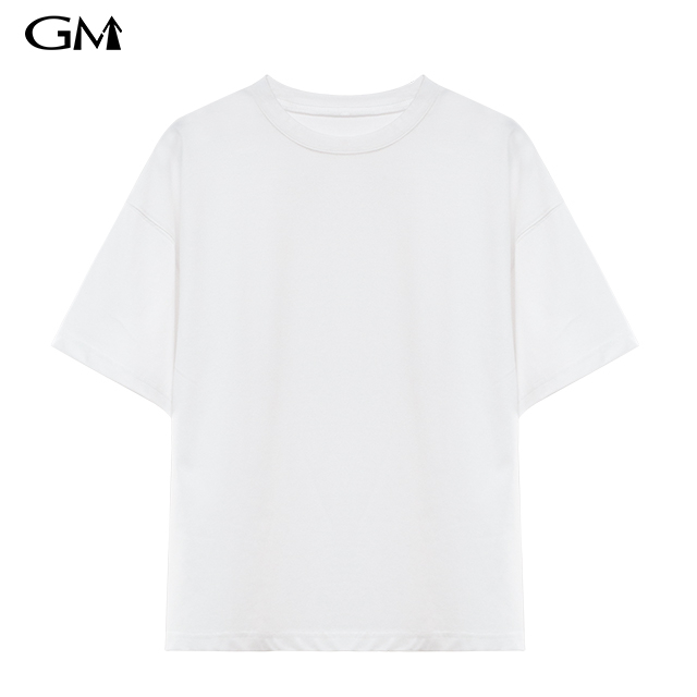 Summer New Loose Shoulder Drop Round Neck Short Sleeve Top