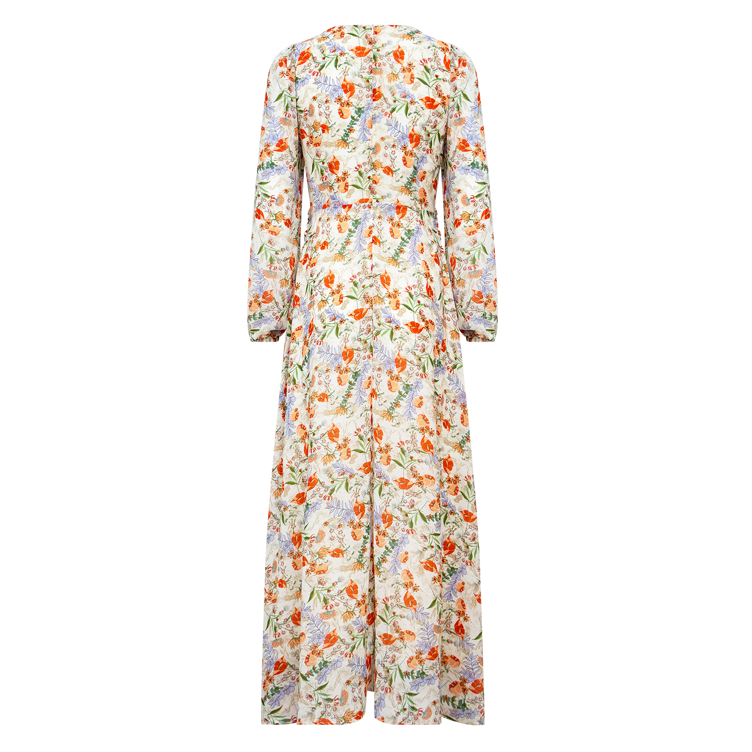 New small fresh printed V-neck long sleeved dress