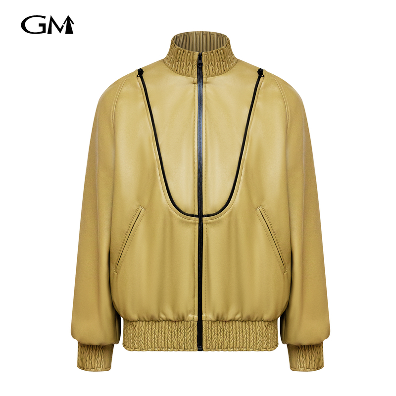 Fashionable solid color simple stand up collar zipper jacket