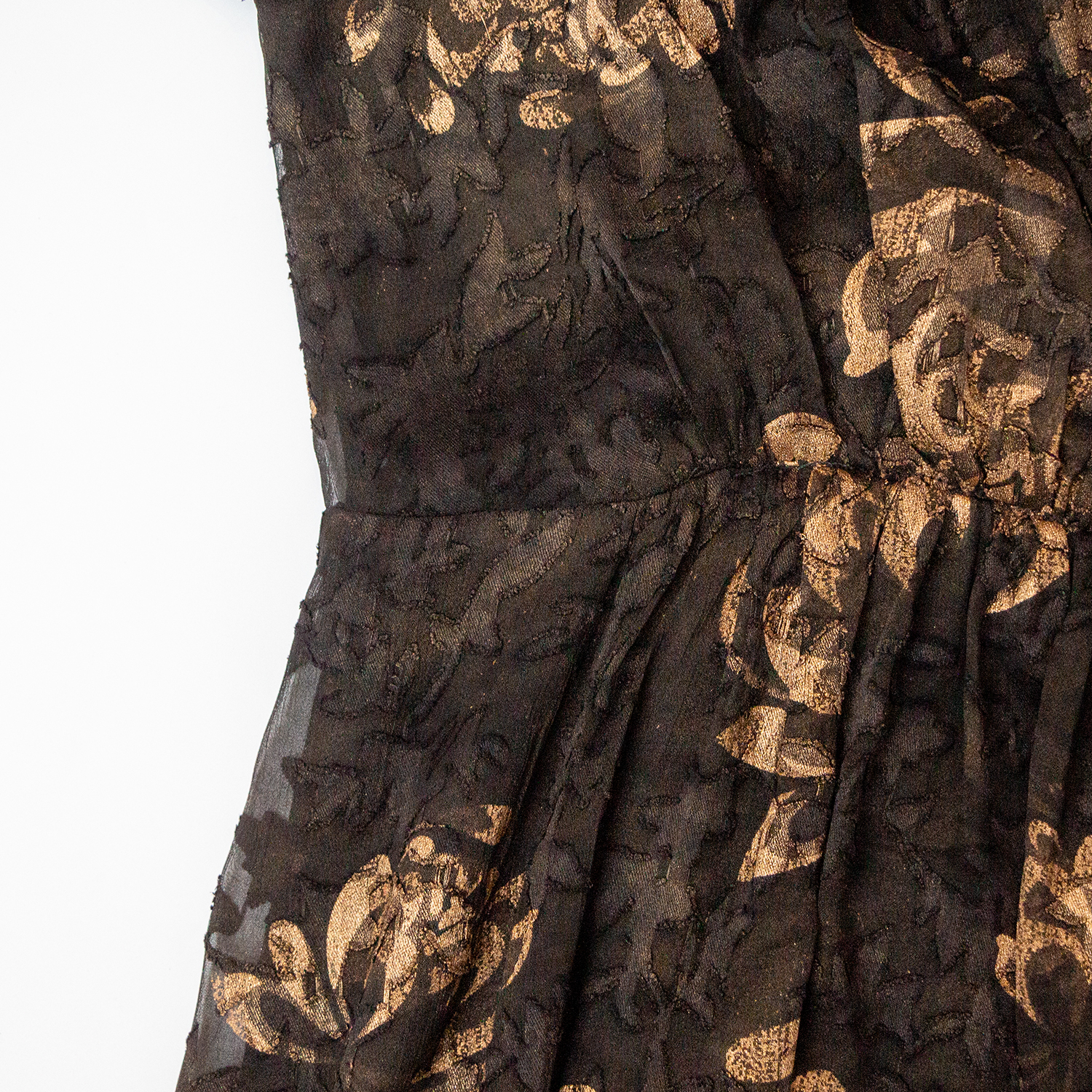 New gold printed V-neck dress