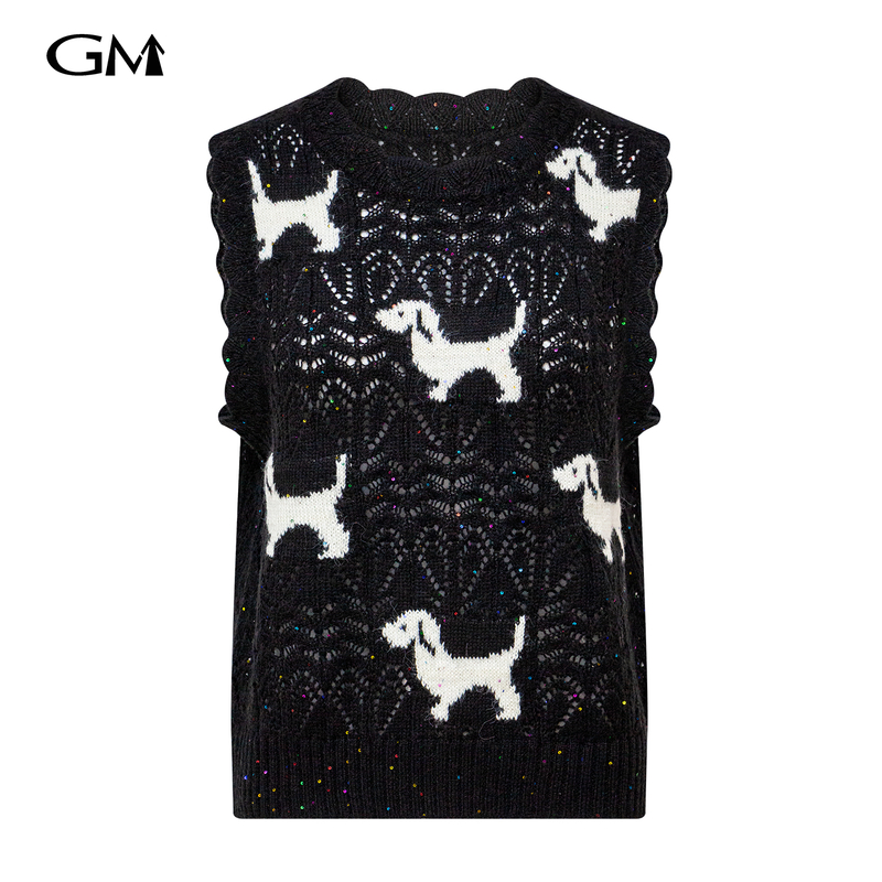 New puppy pattern knitted vest