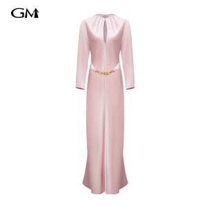 New solid color waist cinching dress