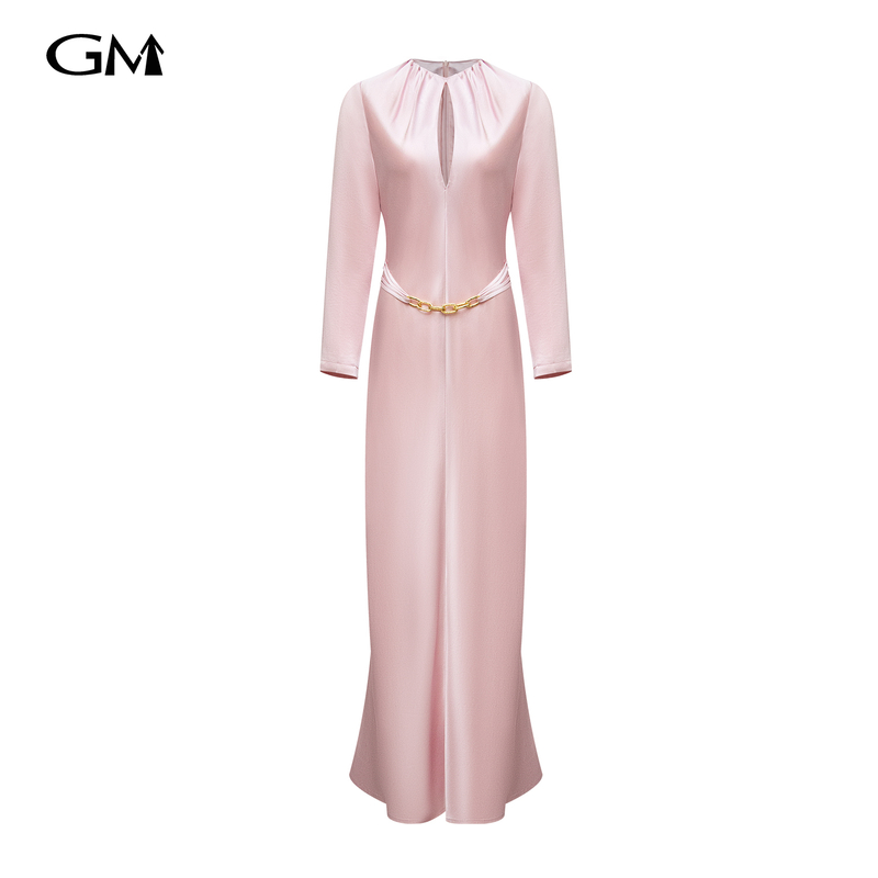 New solid color waist cinching dress