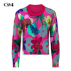 New round neck exquisite printed knitted top