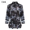 Fashionable blue printed mid length shirt