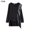 New women's irregular hem fake two round neck tops