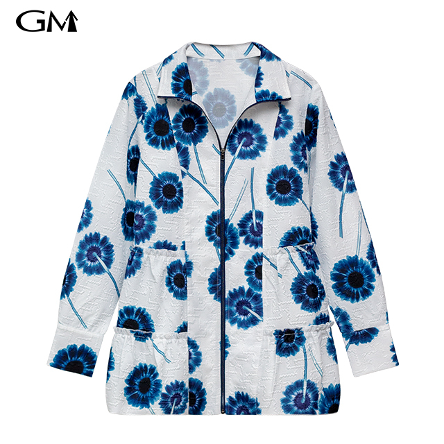 Fashion Women's Flower Print Coat