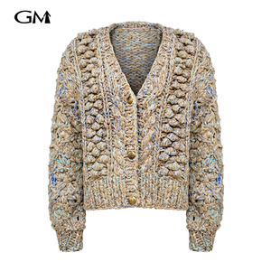 New round V-neck cardigan sweater