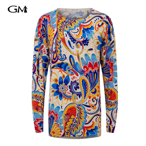 Fashionable and exquisite printed slim fit knit sweater