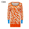 New round neck irregular printed knit sweater