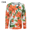 Fashionable floral printed knit sweater