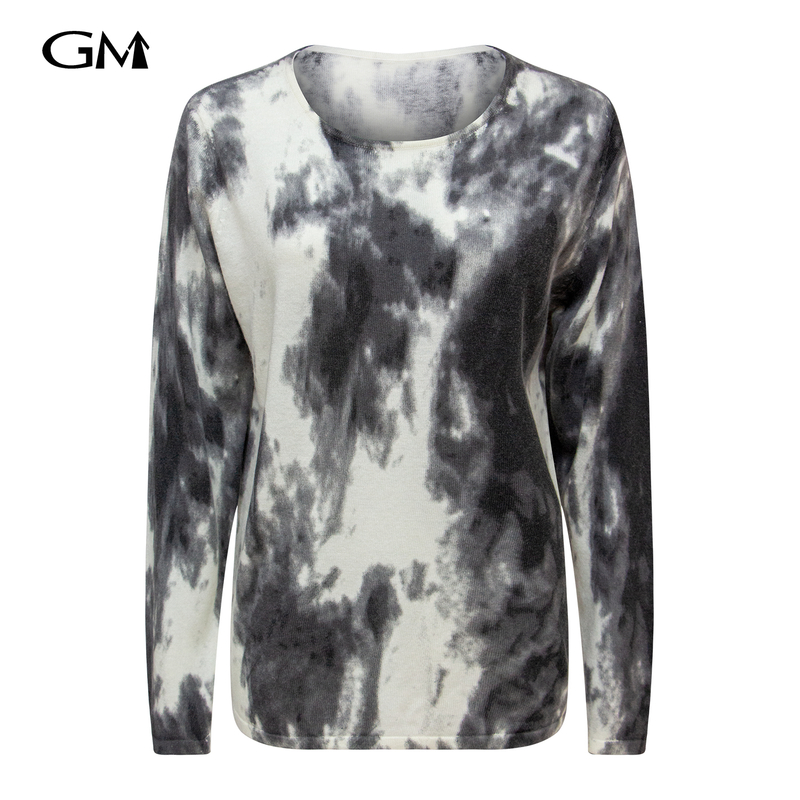 Fashionable ink printed knitted sweater