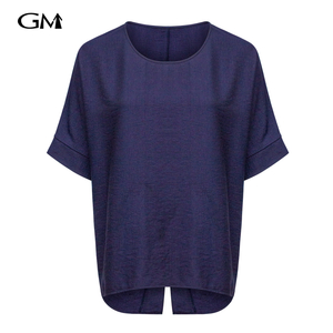 New round neck solid color pullover top