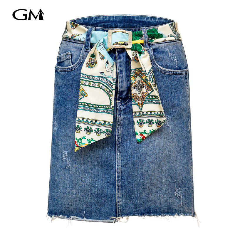 Fashionable and versatile half body denim short skirt