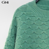 Lantern sleeve fish scale loose knit top green