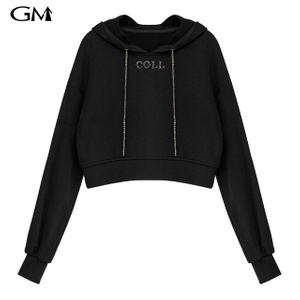 Women's Rhinestone Letter Short Pullover Hoodies 