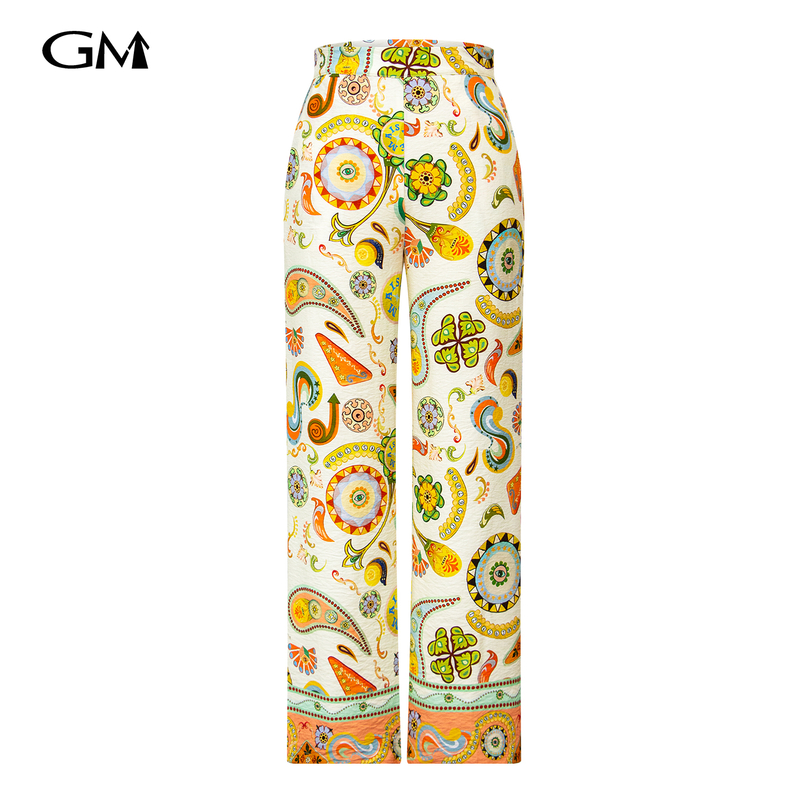 New exquisite printed straight leg pants