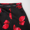 Fashionable red printed midi skirt