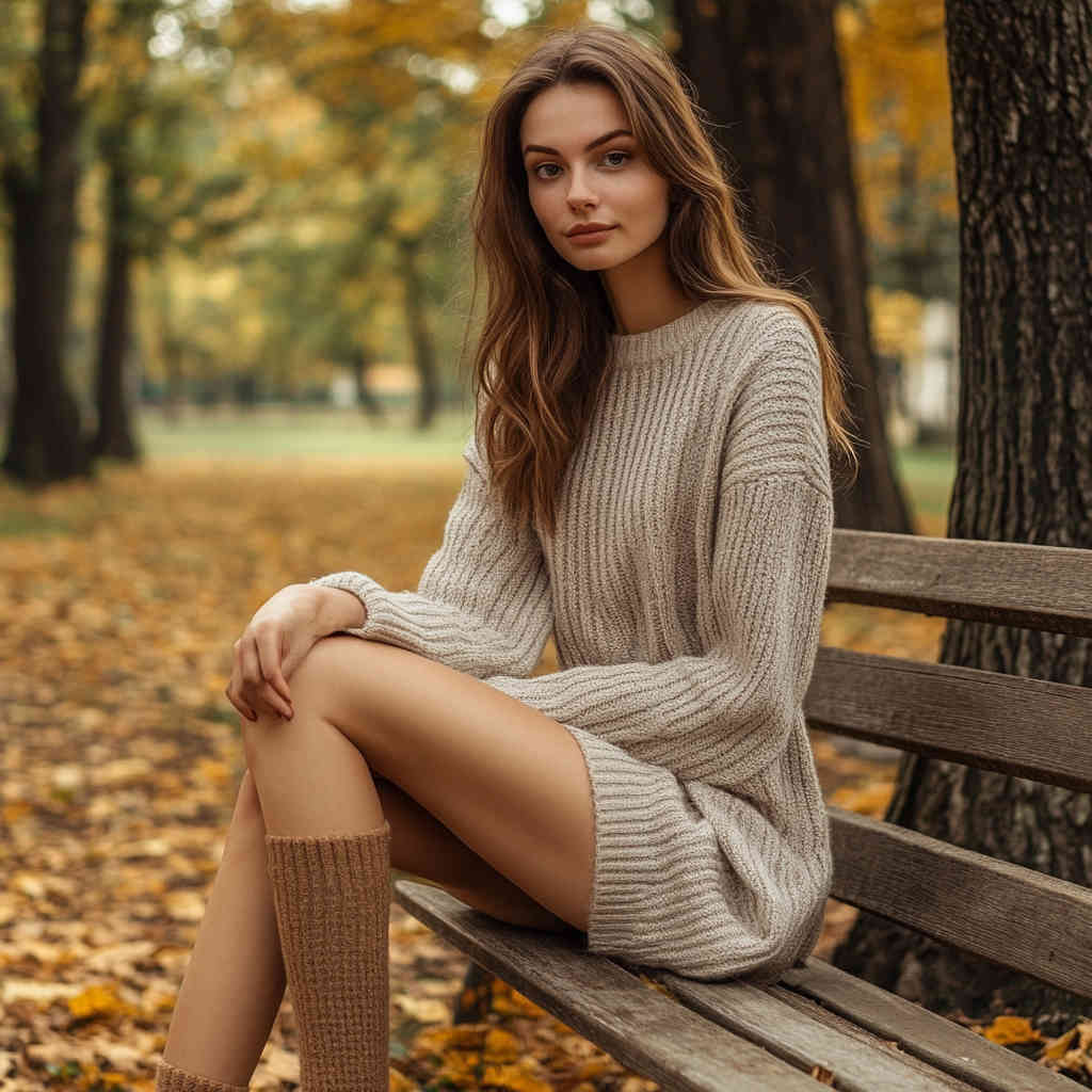 Casual Knitted Dress in Park