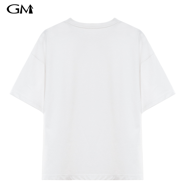 Summer New Loose Shoulder Drop Round Neck Short Sleeve Top