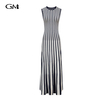 New round neck striped knitted dress