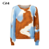 Round neck printed knitted top