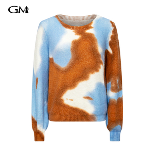 Round neck printed knitted top