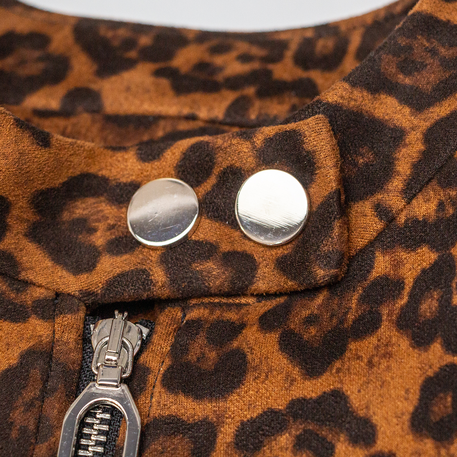 New stand up collar zipper leopard print jacket