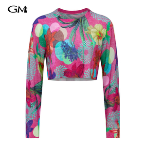 Fashionable abstract printed knitted top