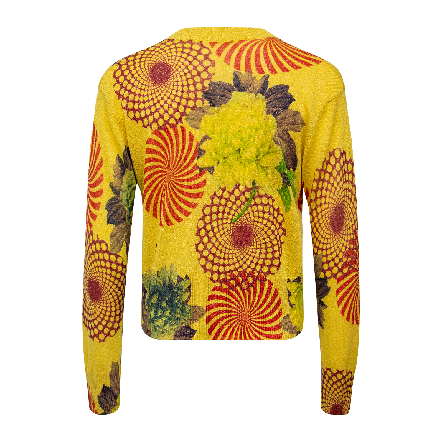 New abstract printed V-neck knitted pullover top