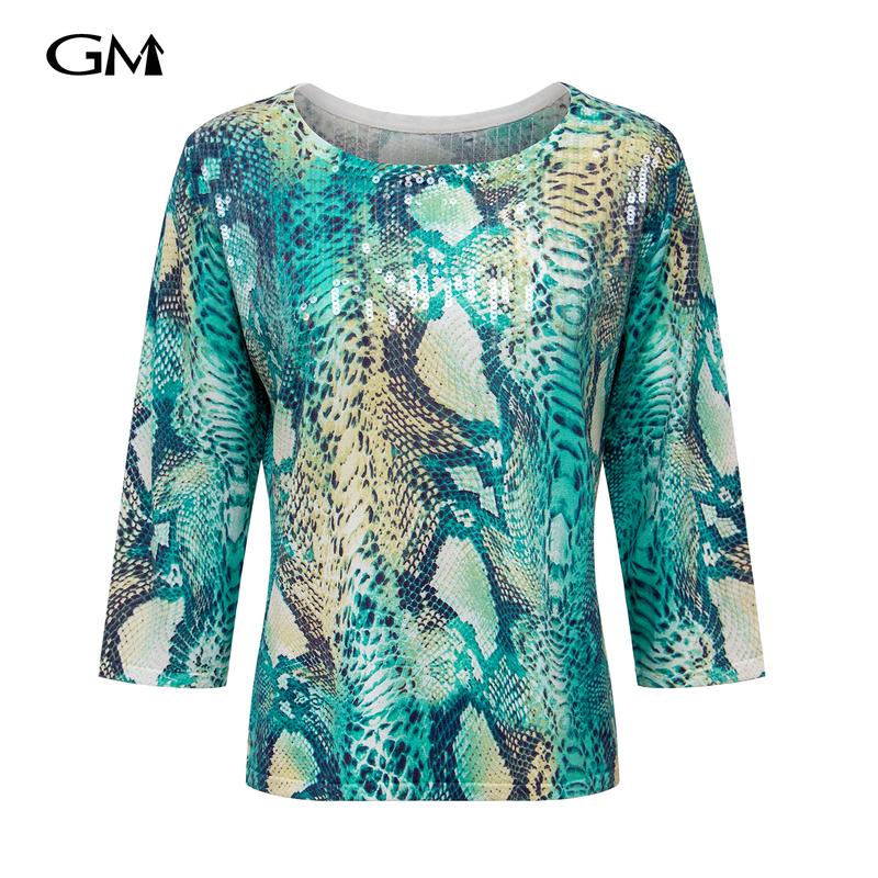 Green snake print knitted top