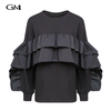 New round neck ruffle edge splicing pullover hoodie