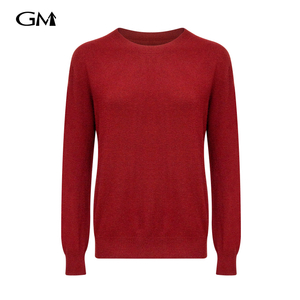 New jujube red round neck woolen sweater