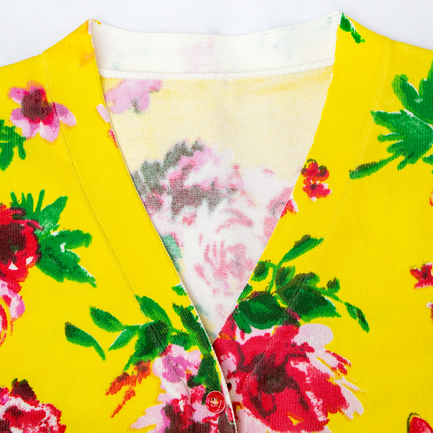 New V-neck floral printed knitted cardigan