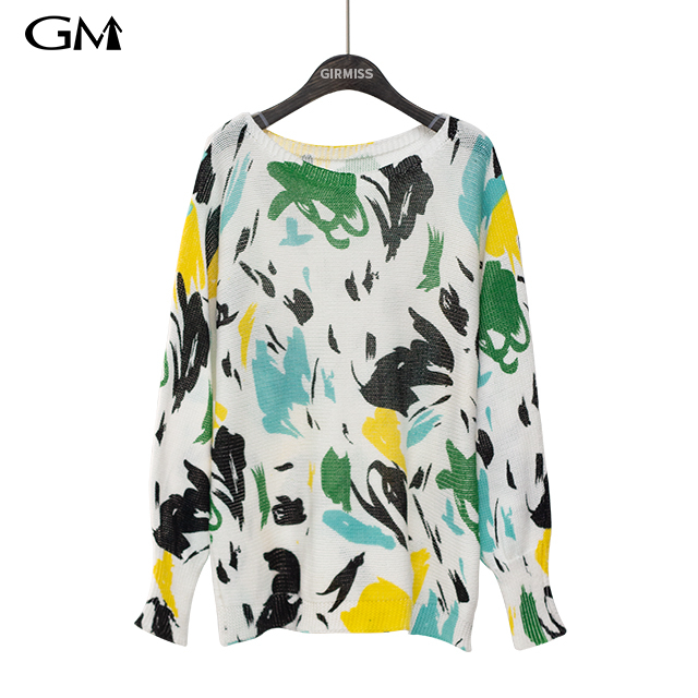 Colorful Abstract Printed Knitted Top