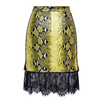 New snake skin pattern patchwork lace midi skirt