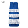 Fashion mesh patchwork denim skirt