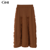 New high waisted fringed mid length knitted skirt