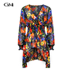 New V-neck printed dress